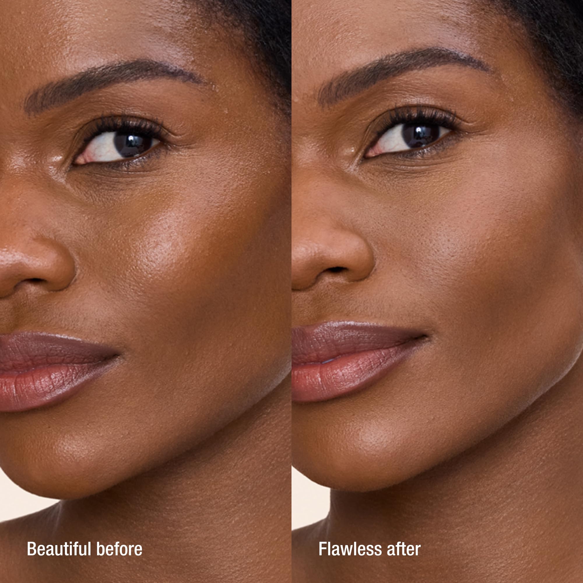 Charlotte Tilbury powder swatch on skin demonstrates smooth blend and natural matte benefit