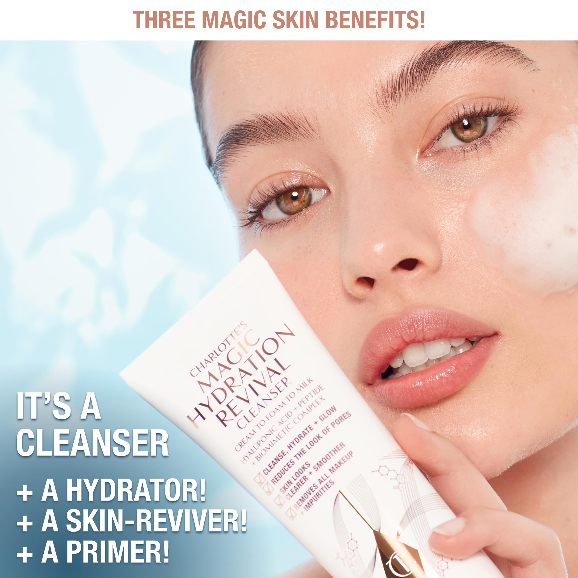 Charlotte Tilbury cleanser label and pump detail for easy dispensing