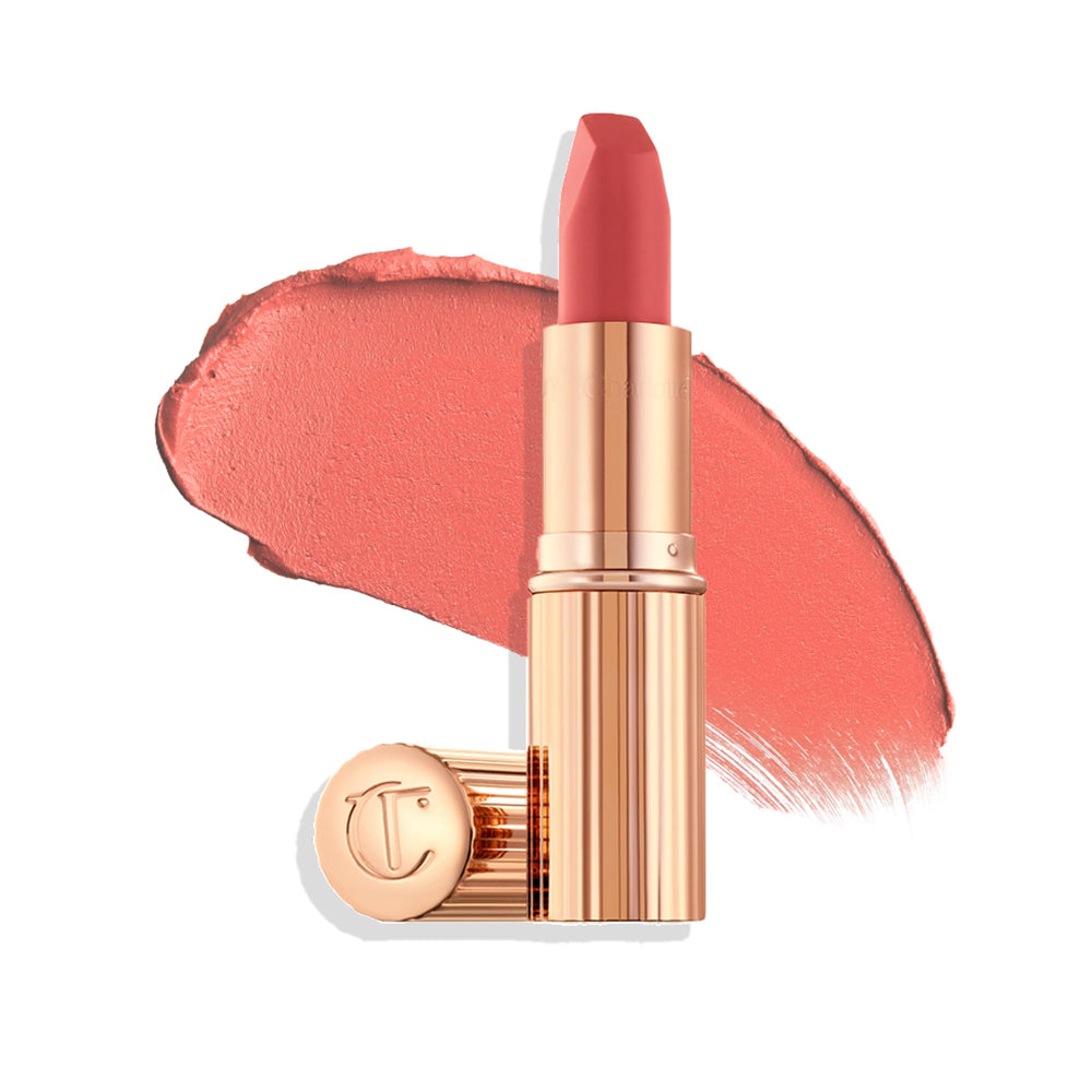 Charlotte Tilbury lipstick packaging front displaying shade and luxe finish benefits