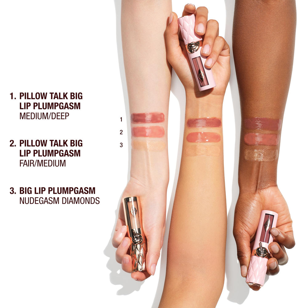 Charlotte Tilbury Fair/Medium shade on swatch card demonstrating flattering tone