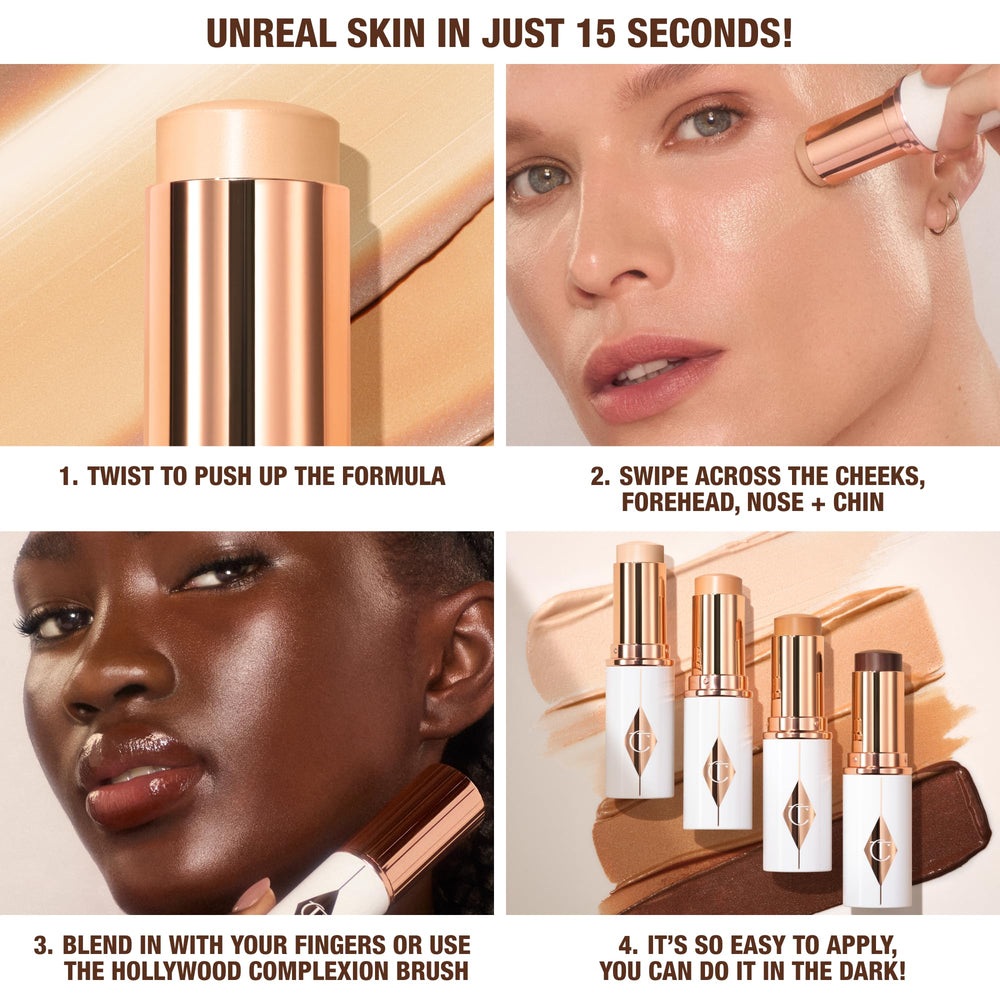 Charlotte Tilbury blending with finger to show effortless, second-skin finish