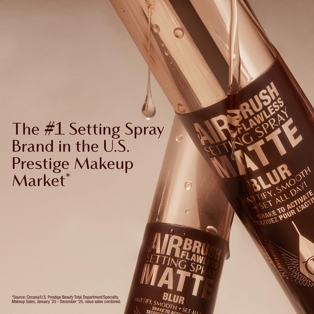 Travel pouch with Charlotte Tilbury spray for on-the-go touchups