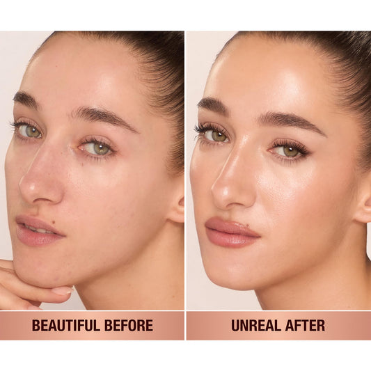 Charlotte Tilbury swatch on arm showing sheer, blendable color and natural skin-like finish