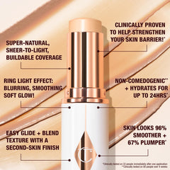 Charlotte Tilbury close-up of cream texture highlighting smooth application and blurring benefit