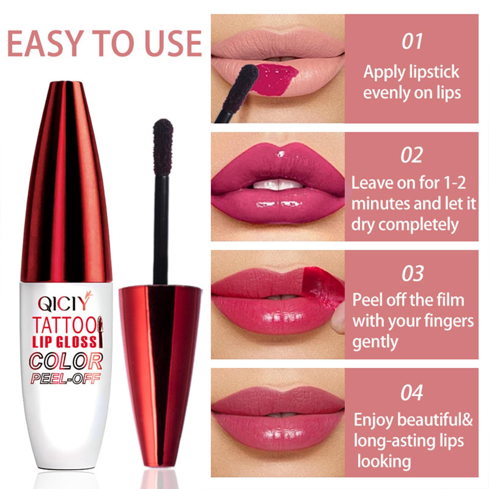 Charm Kiss applying film to lips as step-by-step guidance for precise results