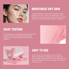 Charm Kiss balm swatched on hand, visible dewy finish and immediate softening