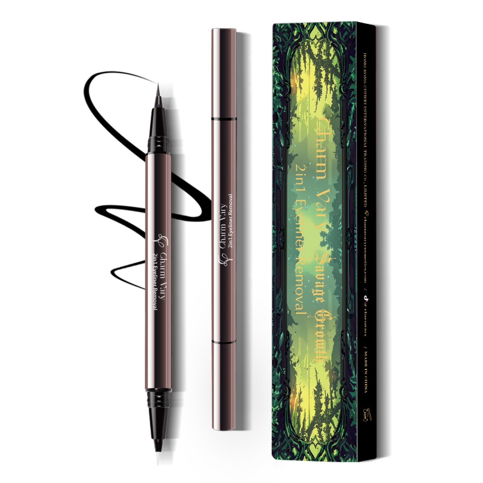Charm Vary front packaging showing dual-ended pencil and benefits