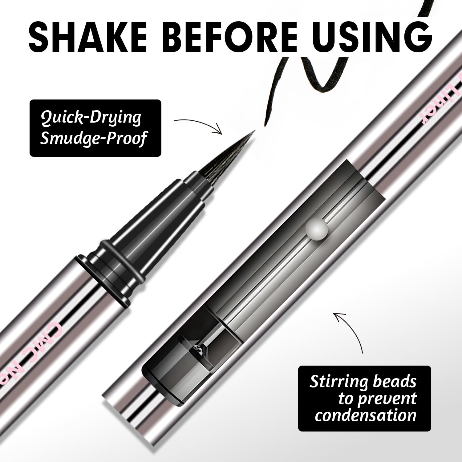 Charmacy intense black swatch stroke demonstrating rich pigment and bold finish