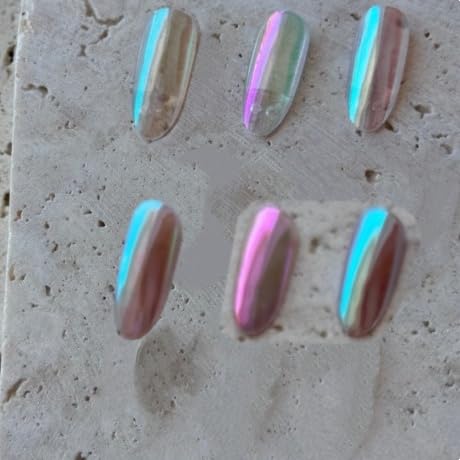 CHARMING MAY before and after nails illustrating intense chrome transformation benefit