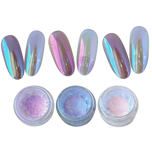 CHARMING MAY front packaging of three jars showing aurora chrome variety and convenience