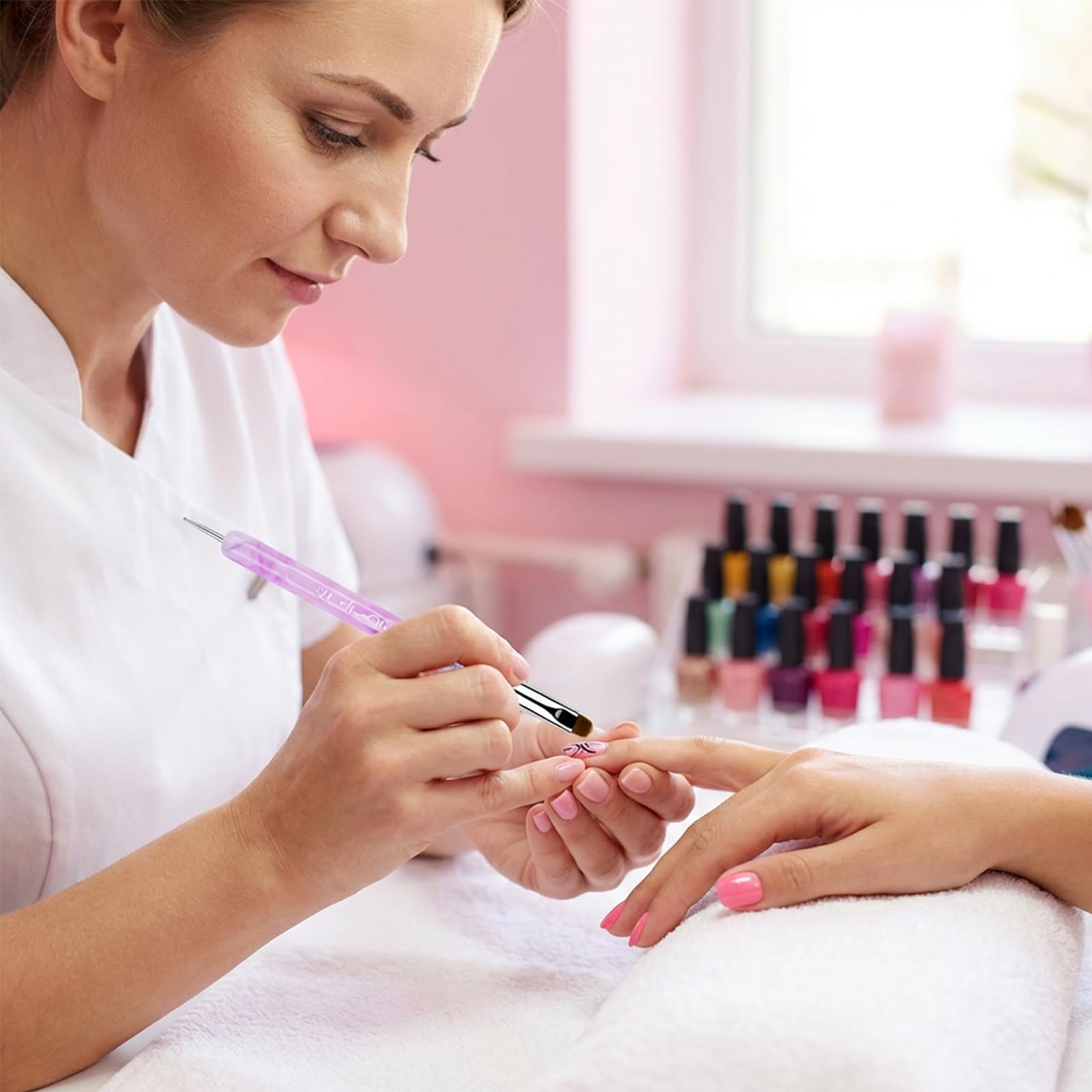 Chedin clean-up brush removing polish near cuticles for neater nail edges