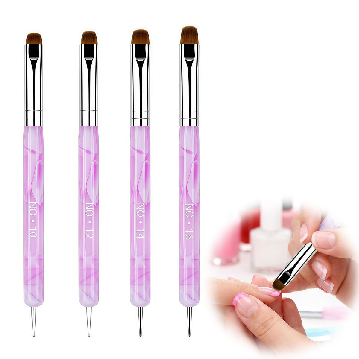 Chedin front view of 4-piece brush set showing all tools and sizes for convenience