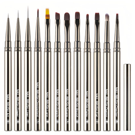 CHEMAILON front view of full 12-piece brush set, ideal for salon organization