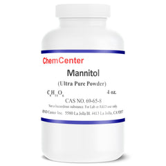 ChemCenter mannitol front bottle showing label and container, clear lab-ready packaging benefit