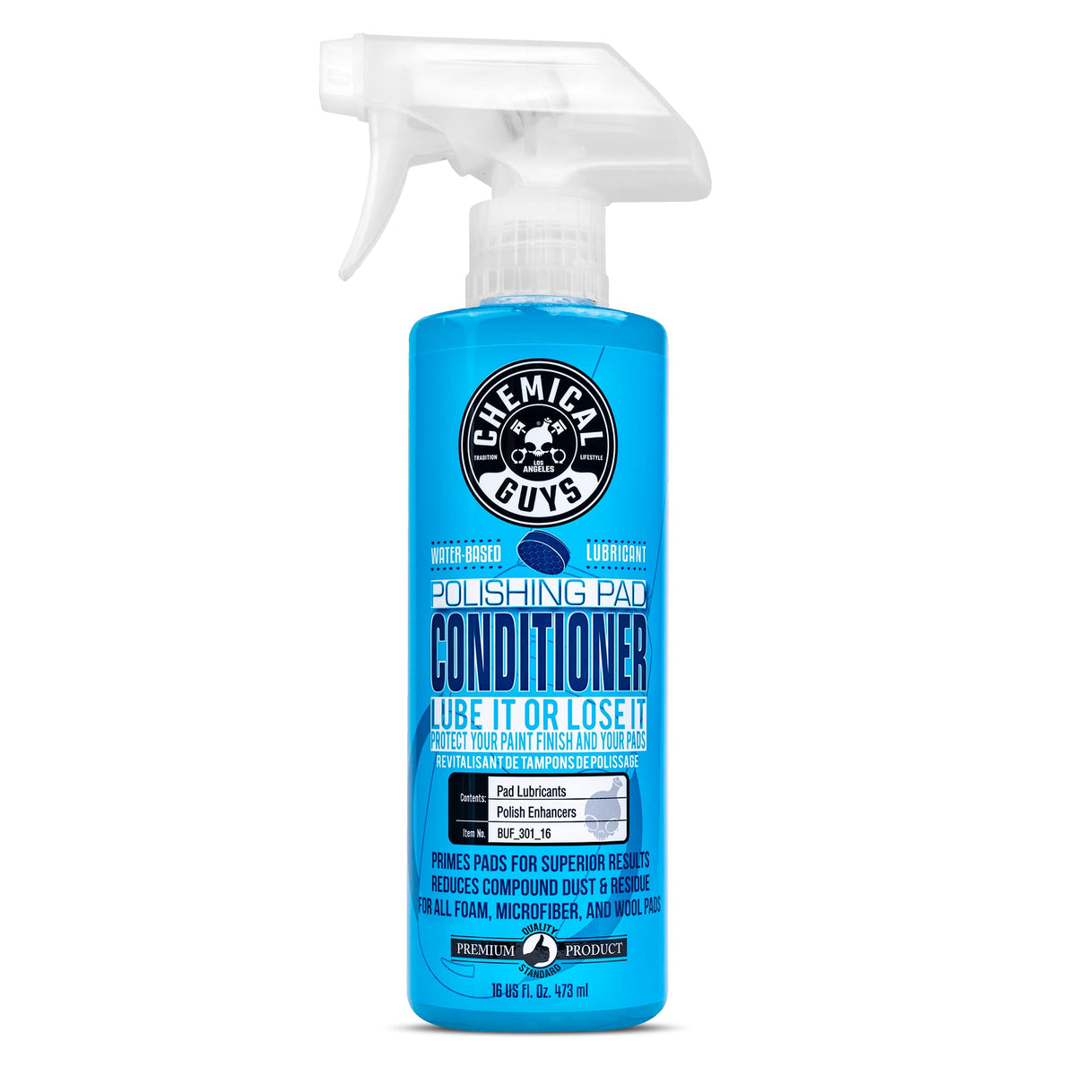 Chemical Guys bottle front view showing product and easy‑to‑use cap benefit