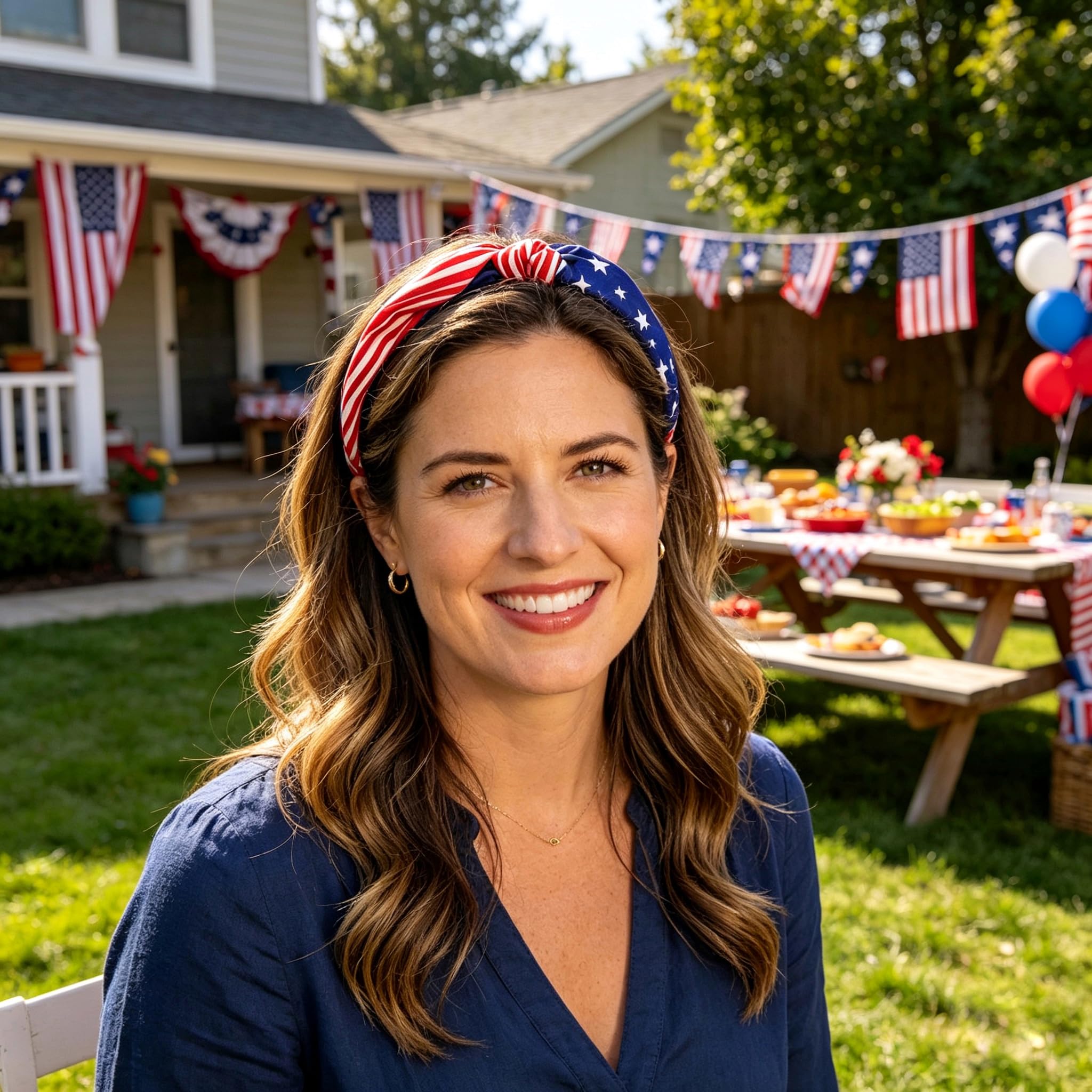CHENXYUAN model wearing headband at parade creating festive, hands-free convenience