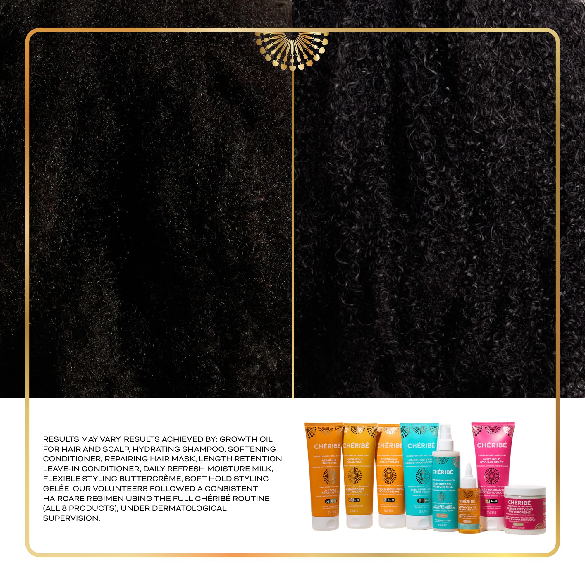 Cheribe applying leave-in to damp hair showing improved detangling benefit