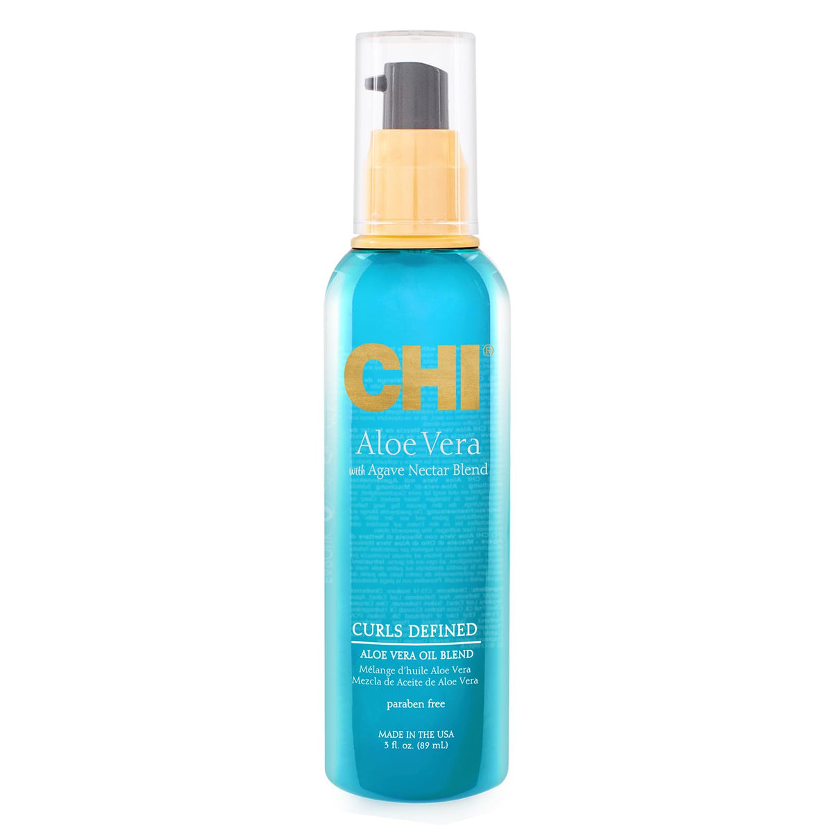CHI aloe vera oil front packaging shows product benefits and size