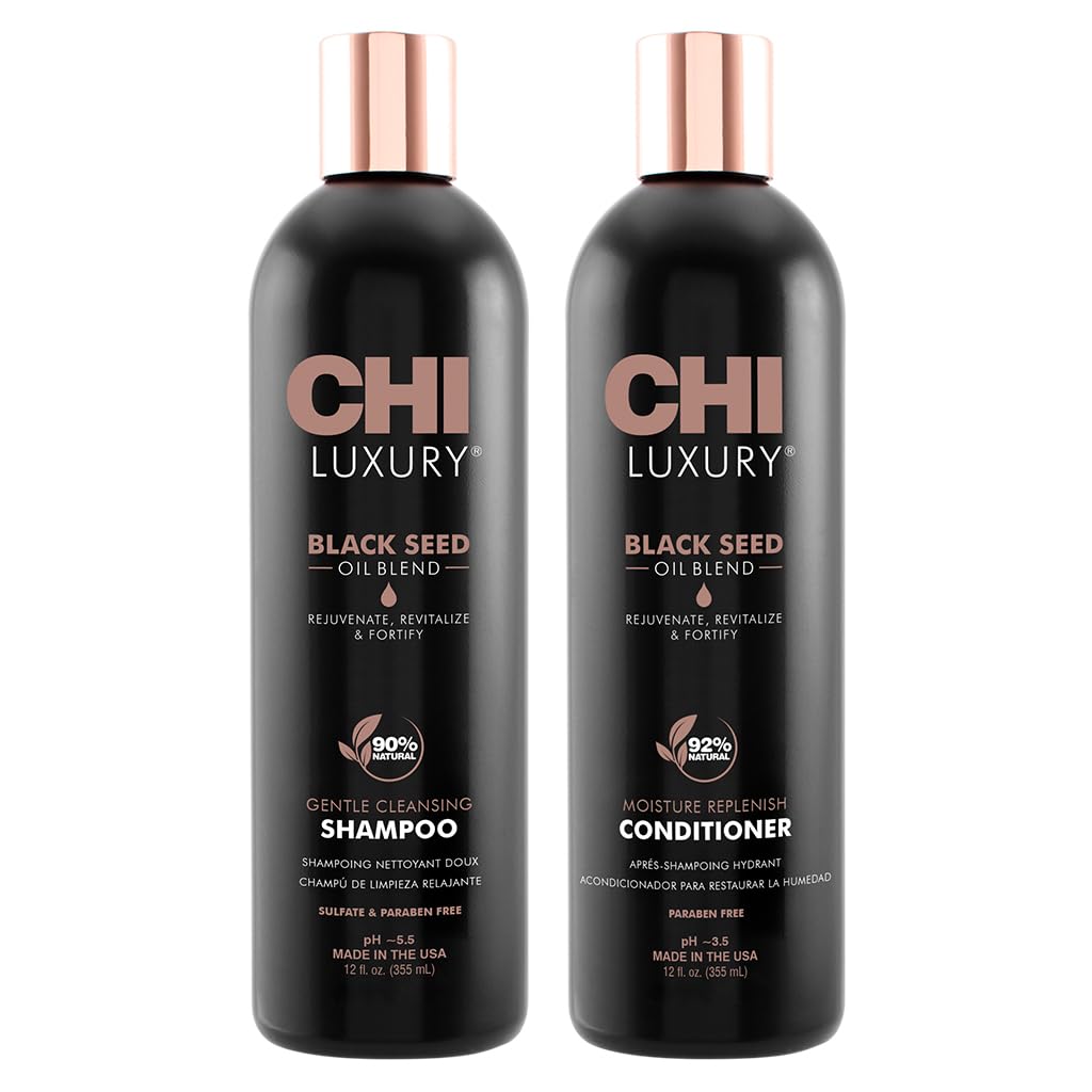 CHI front packaging showing set and benefits for glossy hair