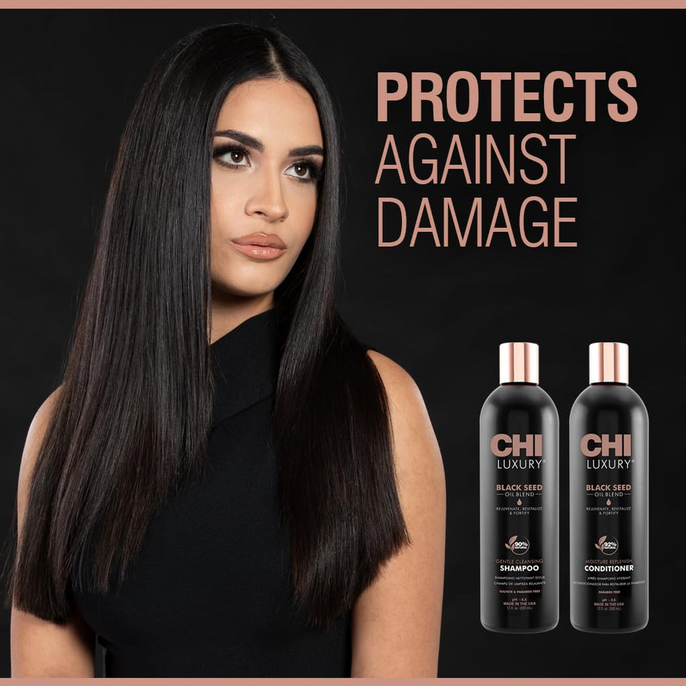 CHI open shampoo bottle with lather demonstrating gentle cleanse