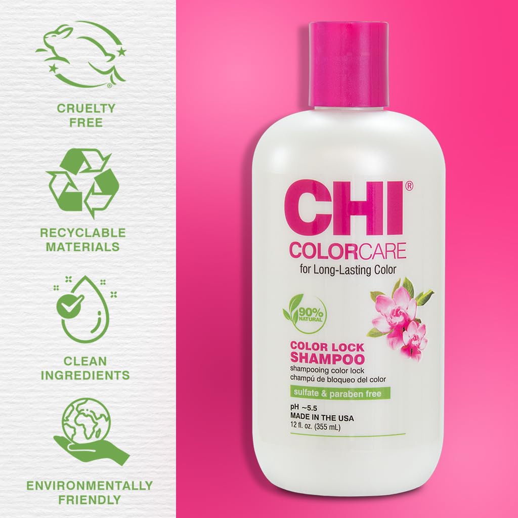 CHI bottle beside hand showing 12 oz size and easy handling