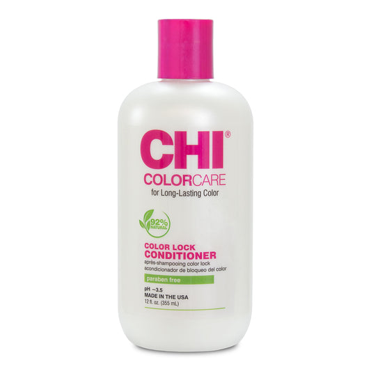 CHI bottle front view showing branding and color-care benefit