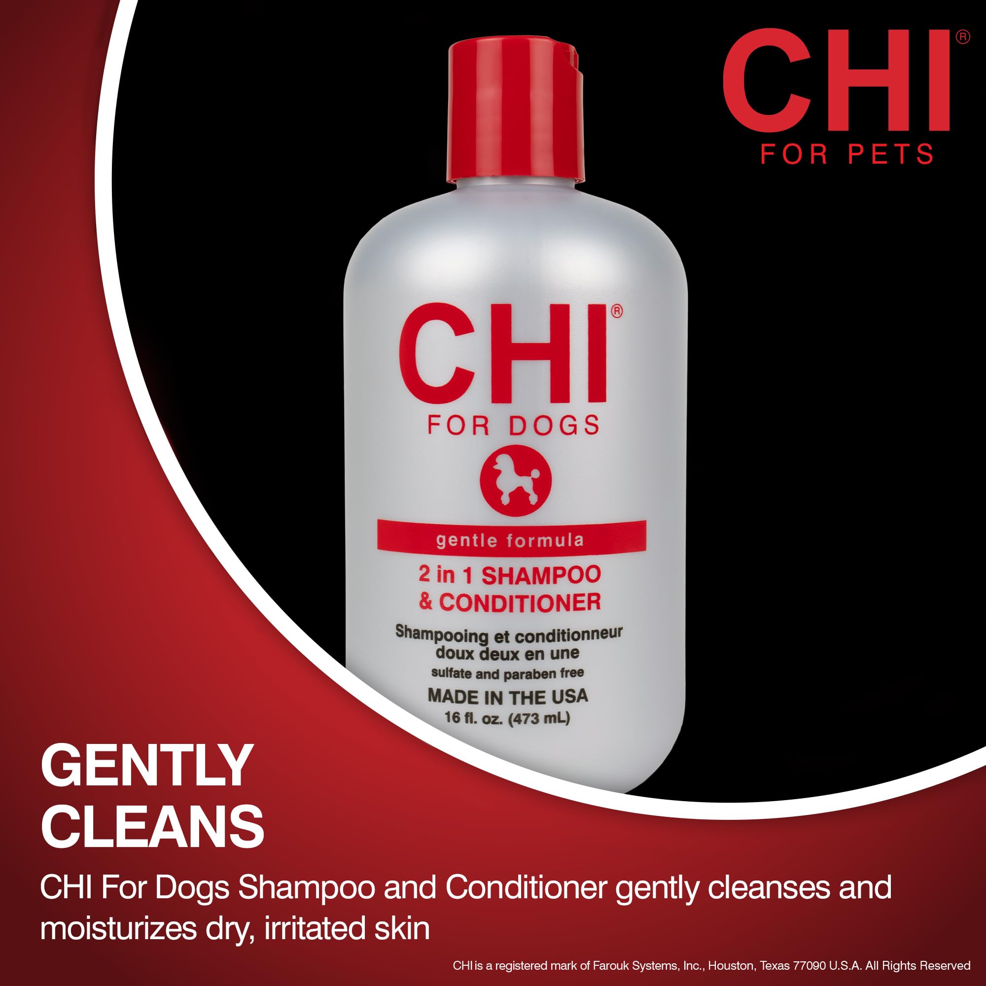 CHI bottle angled with pump demonstrating easy dispensing benefit