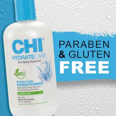 CHI HydrateCare after use on glossy styled hair showcasing softness and shine