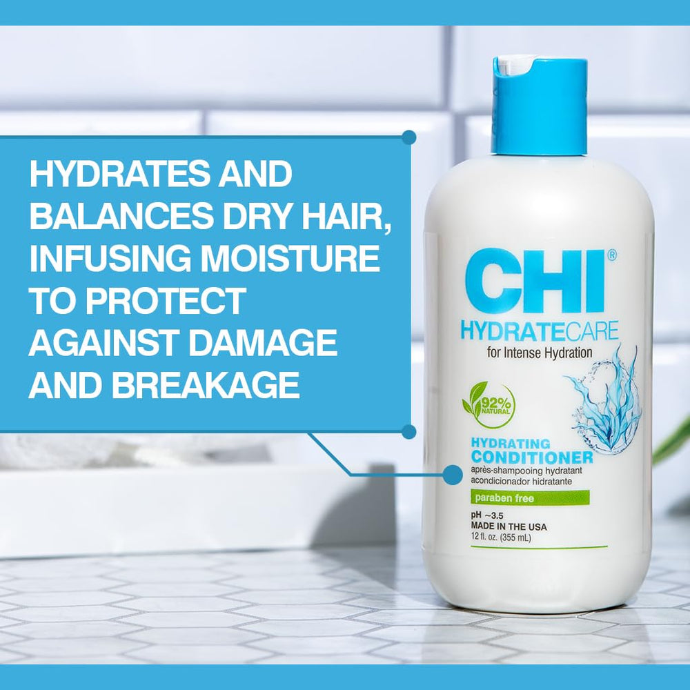 CHI HydrateCare in-shower application on damp hair demonstrating detangling benefit