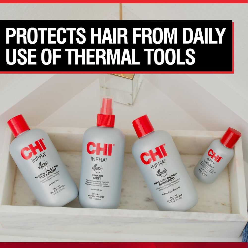 CHI applied on damp hair showing smoother, more manageable strands
