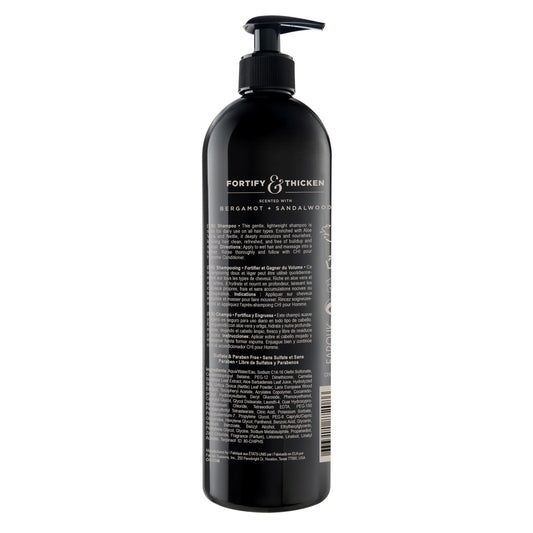 CHI Pour Homme back label close-up listing ingredients and benefits for transparency