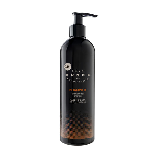 CHI Pour Homme front bottle displaying label and clean design benefit lightweight grooming
