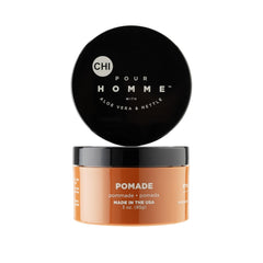 CHI Pour Homme front jar showing clean branding and product size benefit