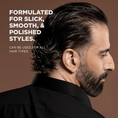 CHI Pour Homme label close-up showing ingredients and clean, non-flaking promise