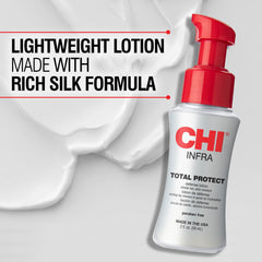 CHI lotion texture close-up demonstrating lightweight silk formula and smoothness benefit