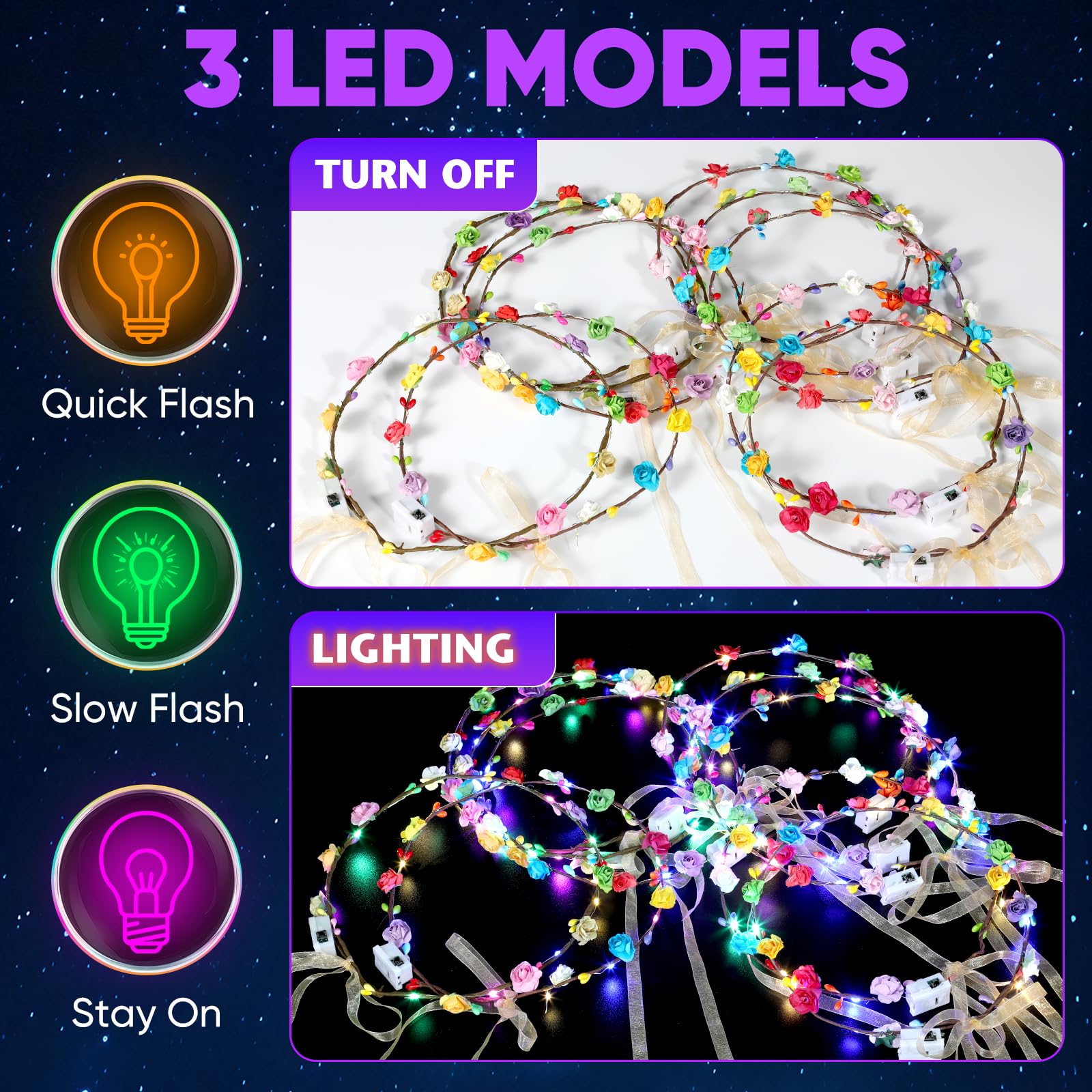 Chicloop on a wearer at a party demonstrating glow effect and festive impact