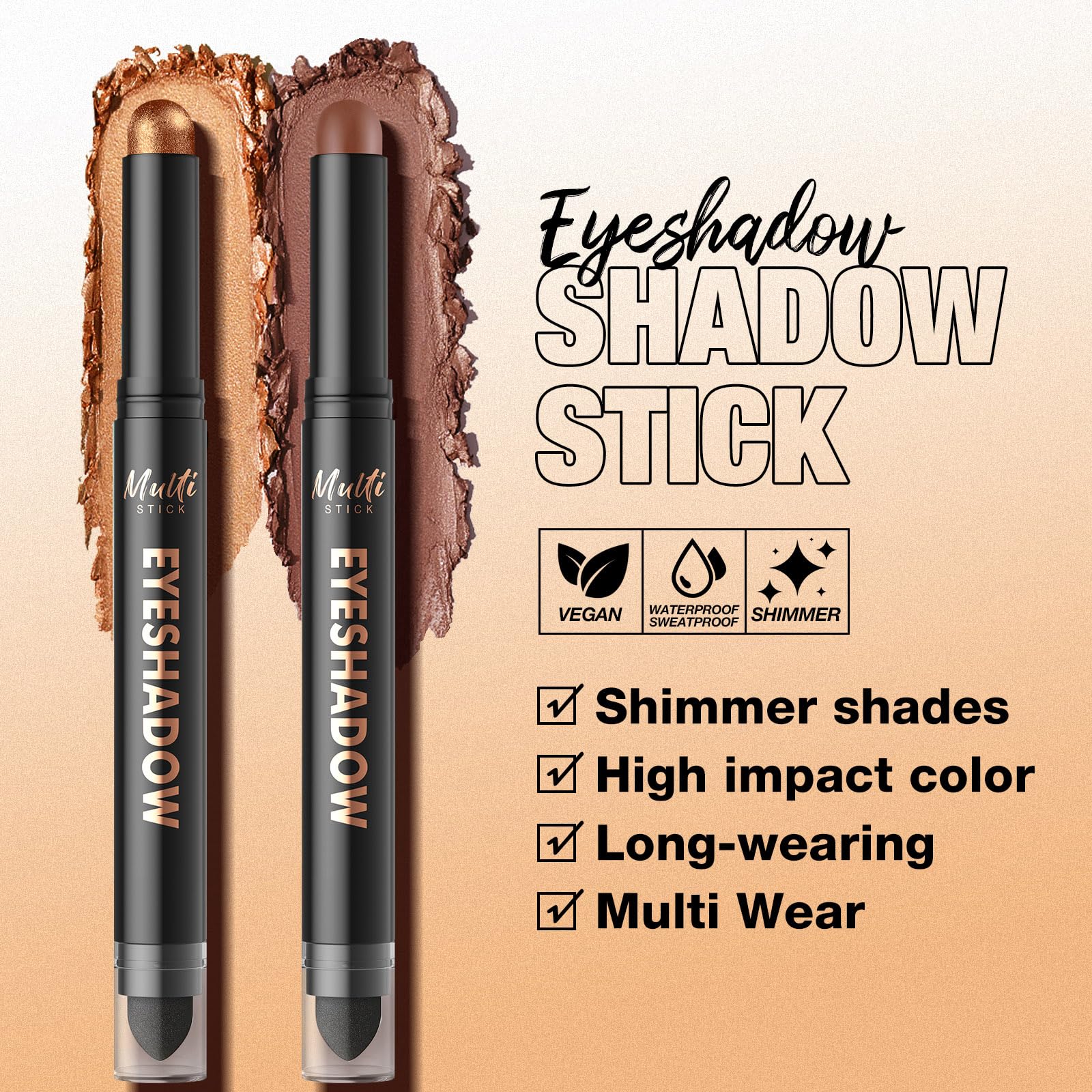 Chifure eyeshadow stick tip close-up showing creamy shimmer texture