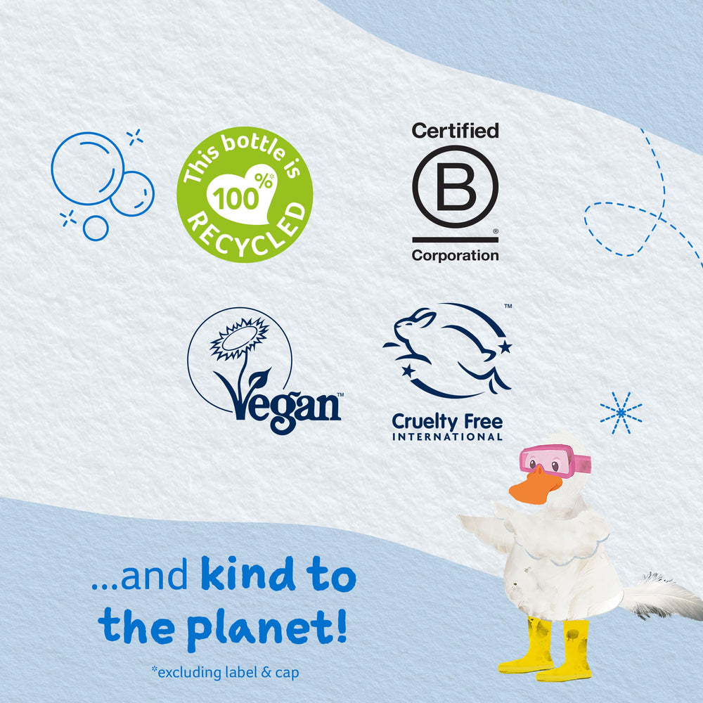 Childs Farm bottle label close-up showing natural and vegan claims