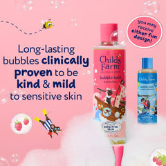 Childs Farm close-up foam texture showing gentle, long-lasting bubbles