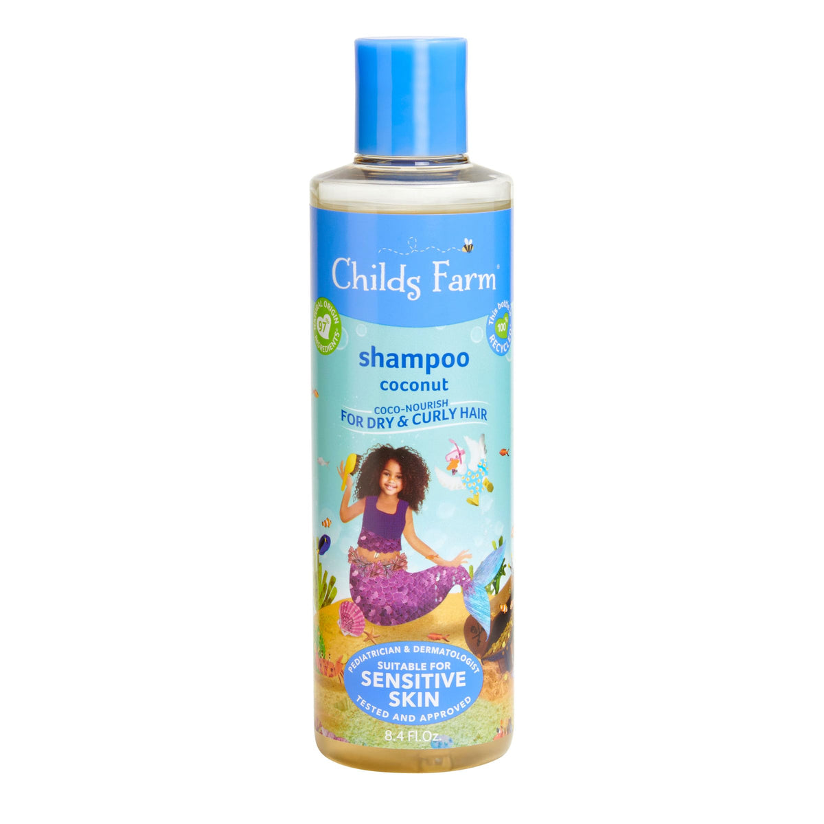 Childs Farm front bottle view showing gentle coconut formula benefit