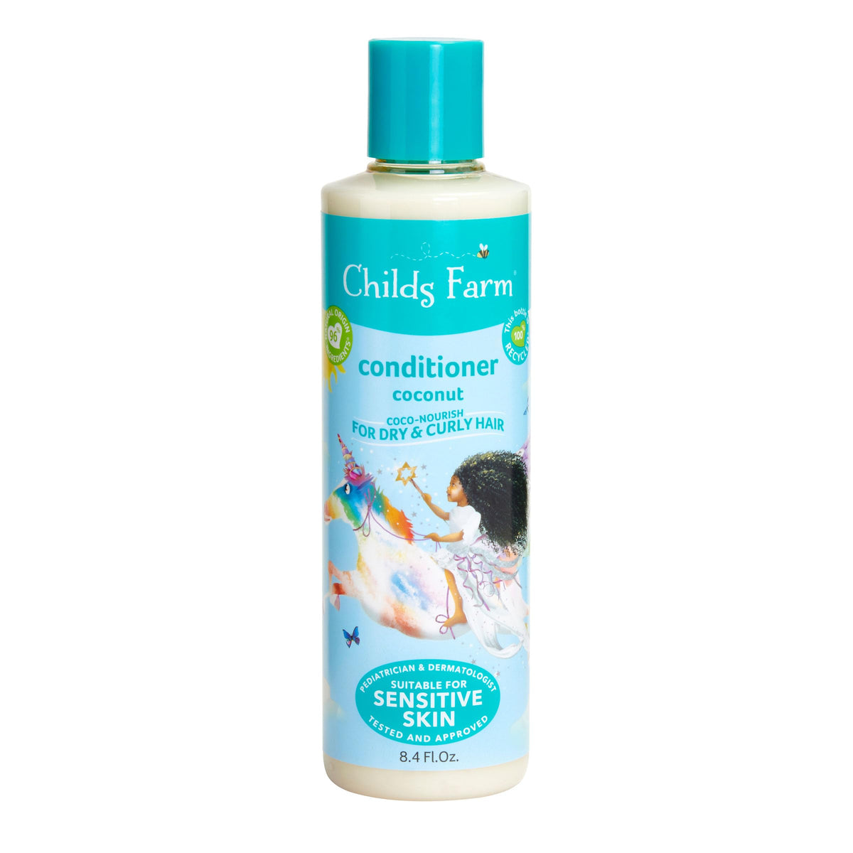 Childs Farm front packaging showing gentle coconut formulation benefit