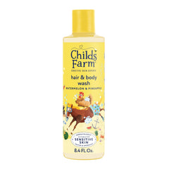 Childs Farm front packaging showing gentle kids wash and tropical scent benefits