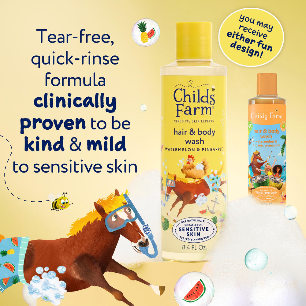 Childs Farm ingredient label close-up highlighting plant-based and clean formula