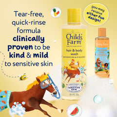 Childs Farm ingredient label close-up highlighting plant-based and clean formula