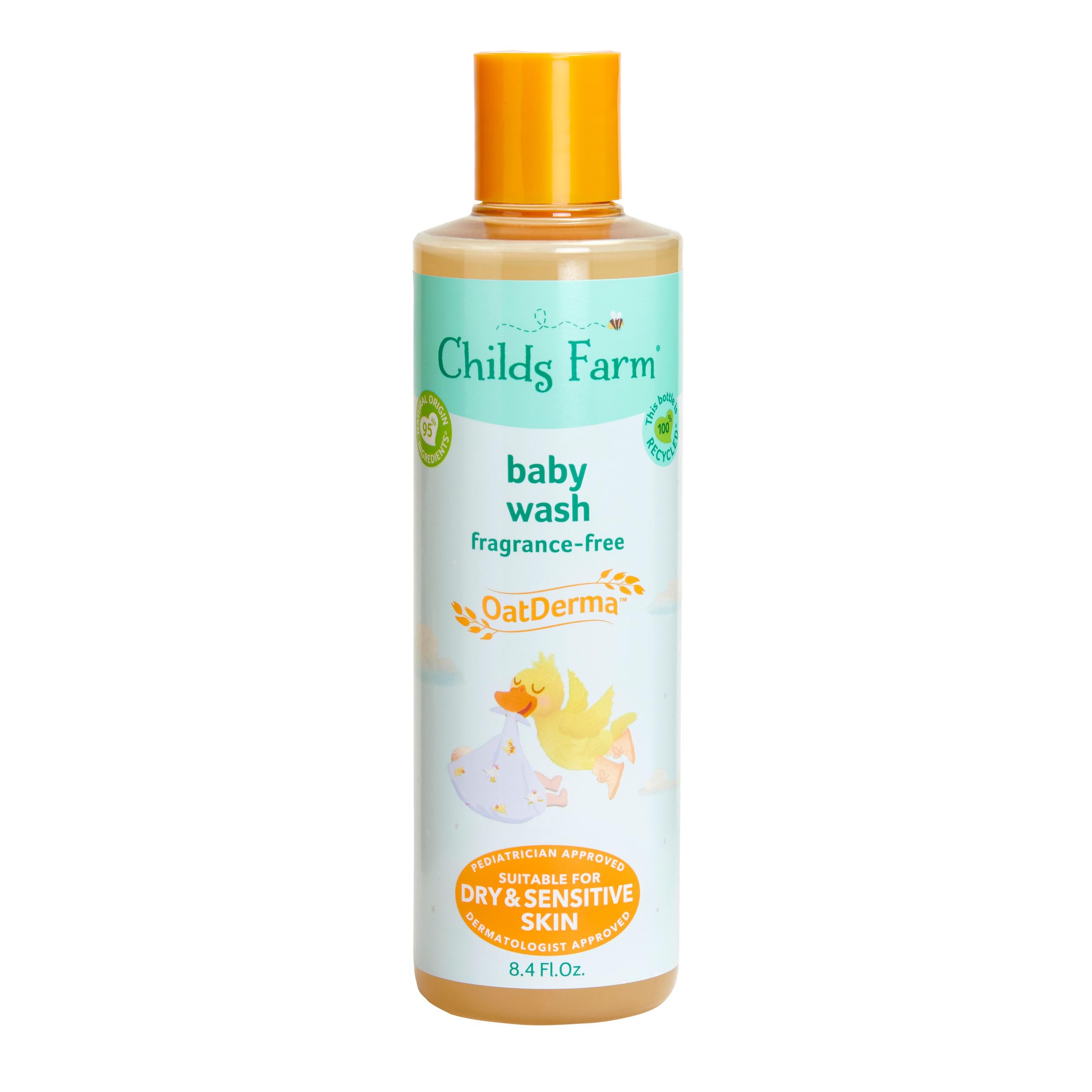 Childs Farm front packaging showing bottle and gentle formula benefits