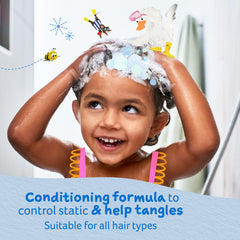 Childs Farm conditioner pour showing smooth texture for easy detangling