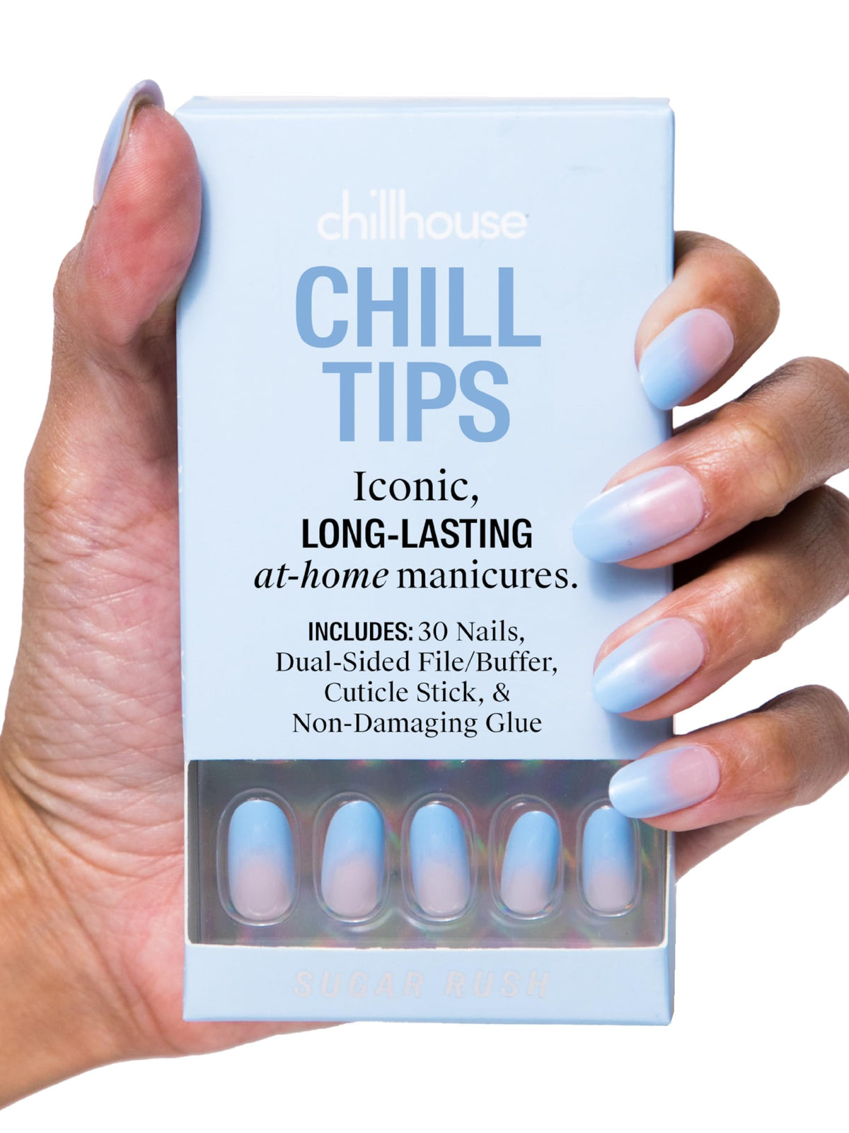 Chillhouse Sugar Rush front packaging showing full kit and benefit of ready-to-wear nails