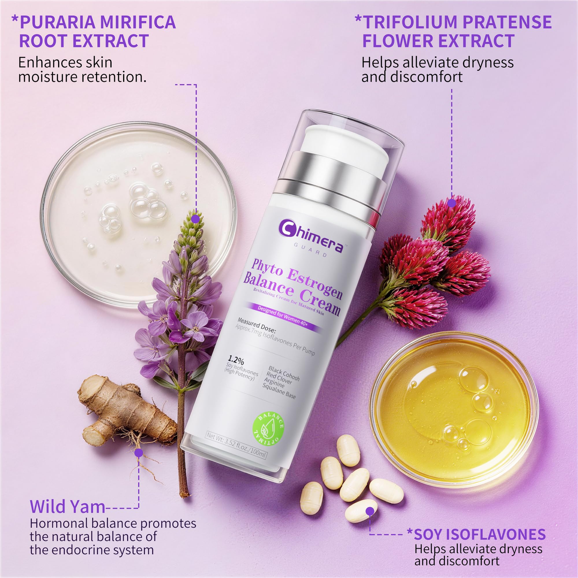 Chimera GUARD application to neck showing hydrated, firmer-feeling skin benefit