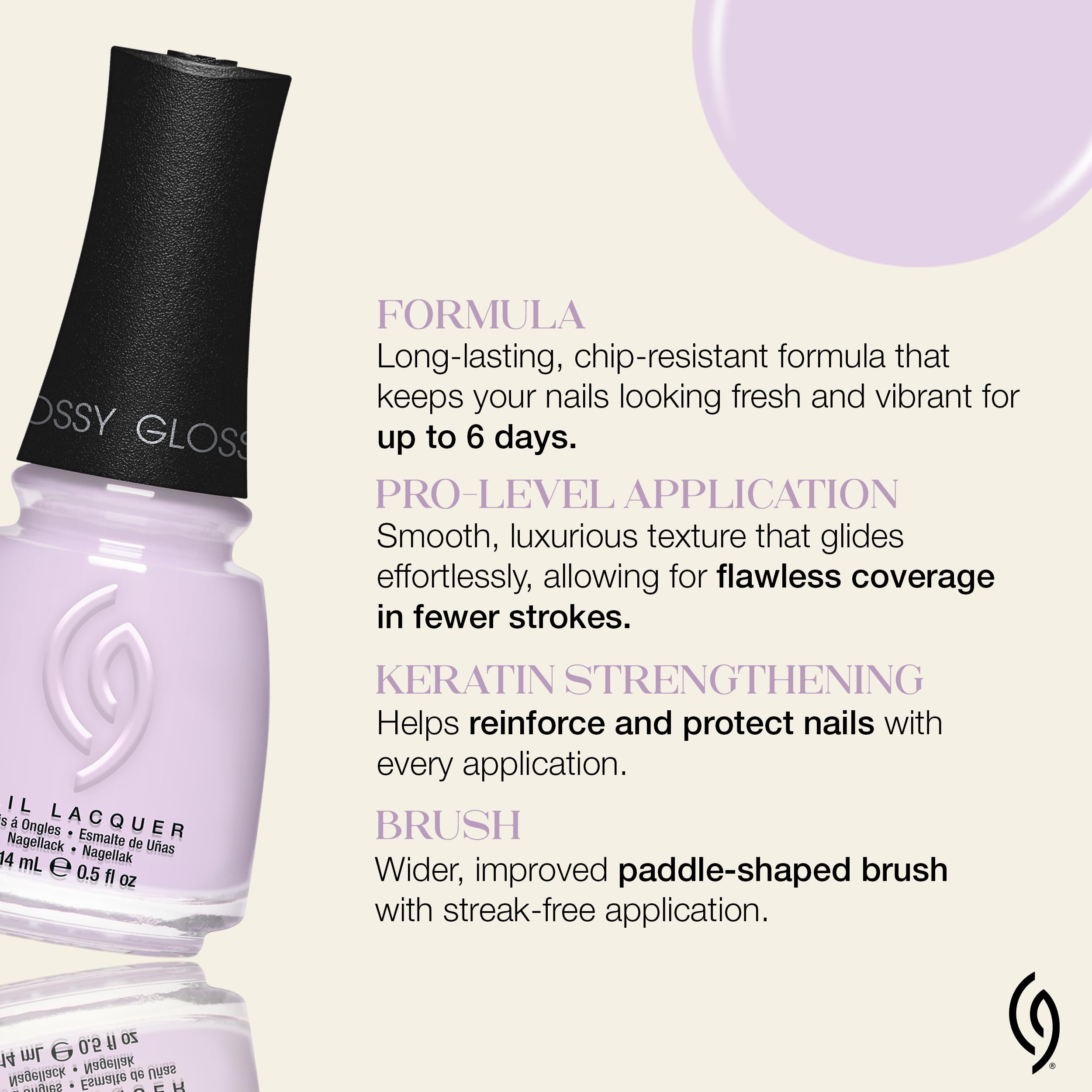 China Glaze cap and label detail highlighting brand and ingredient clarity benefit