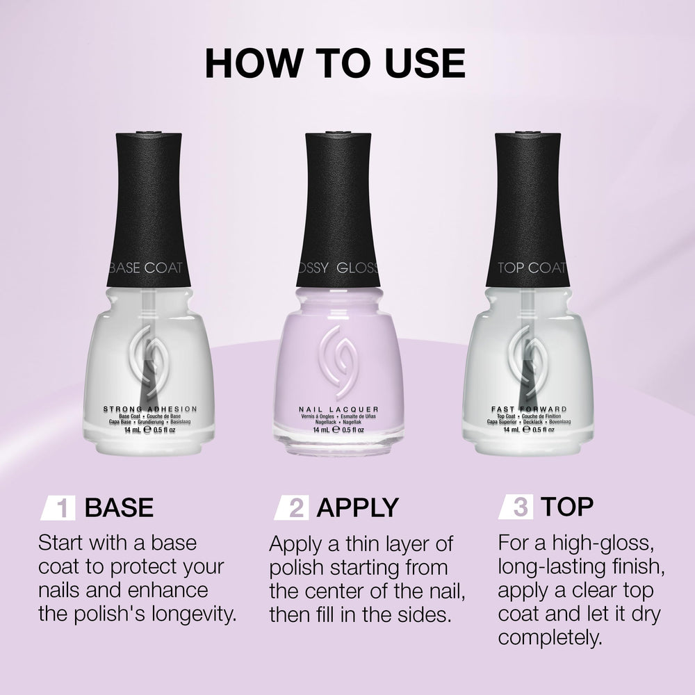 China Glaze bottle pictured next to a coin showing true 0.5 fl oz size benefit